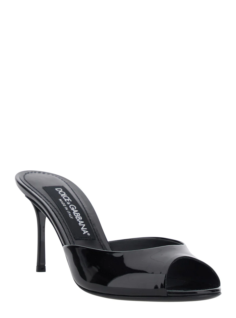 Dolce & Gabbana Black Leather Pointed Toe High Stiletto Sandals for Women Calf Heels