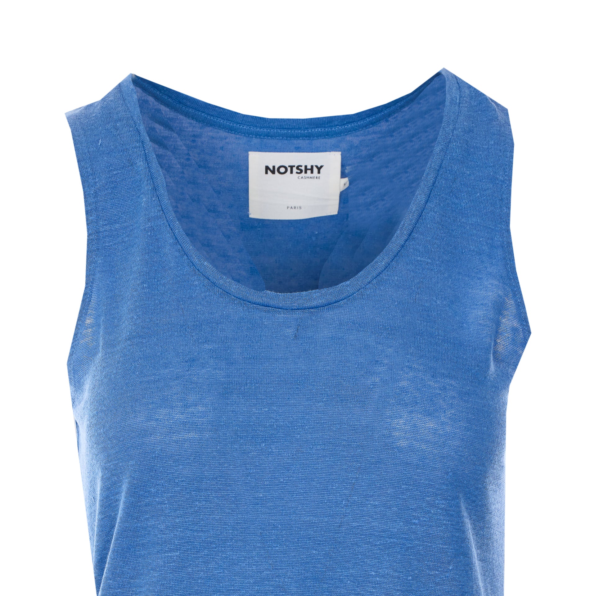 Not Shy Top Blue Linen