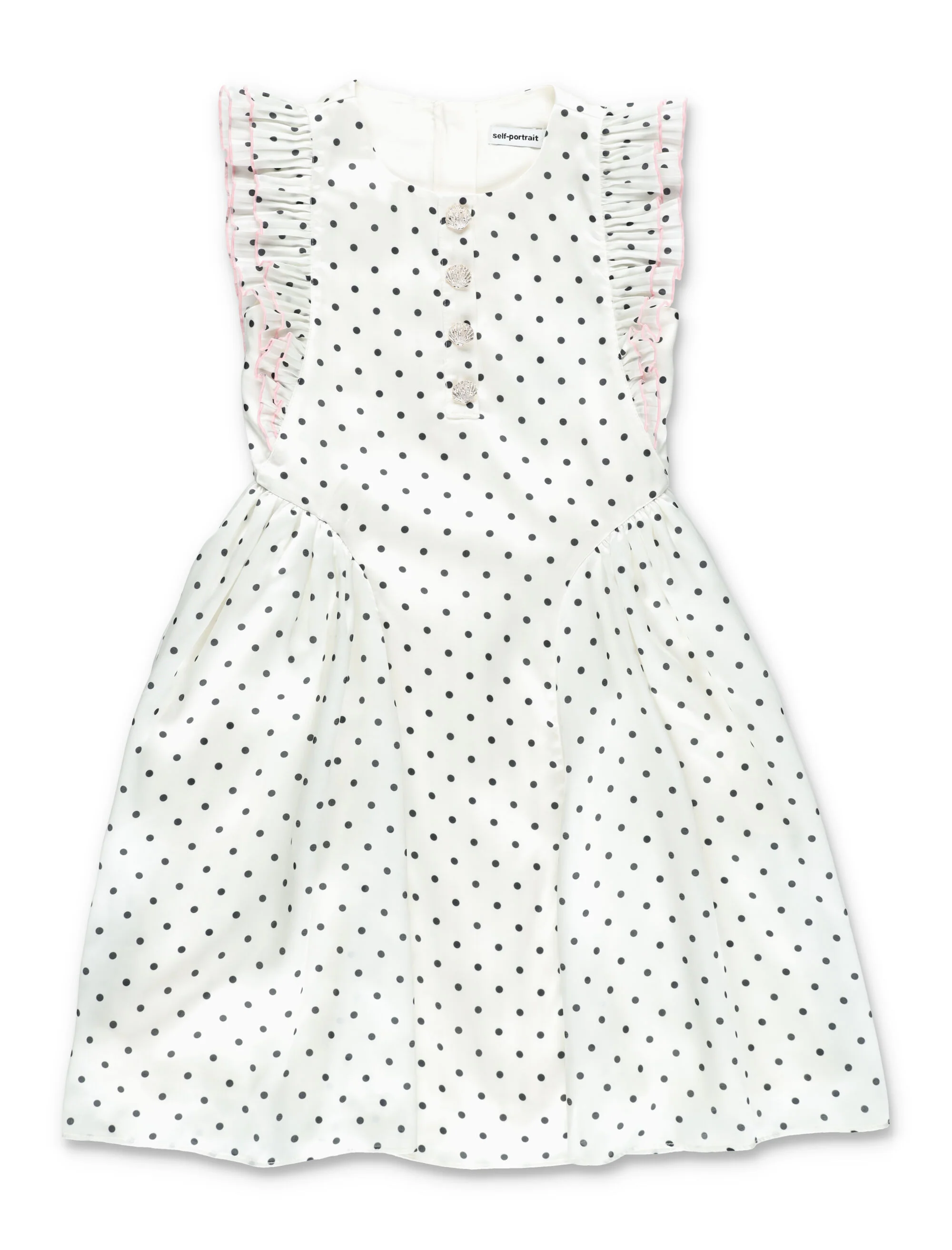 Self-Portrait Polka Dot Frill Girls Dress Cream Polyester Lining