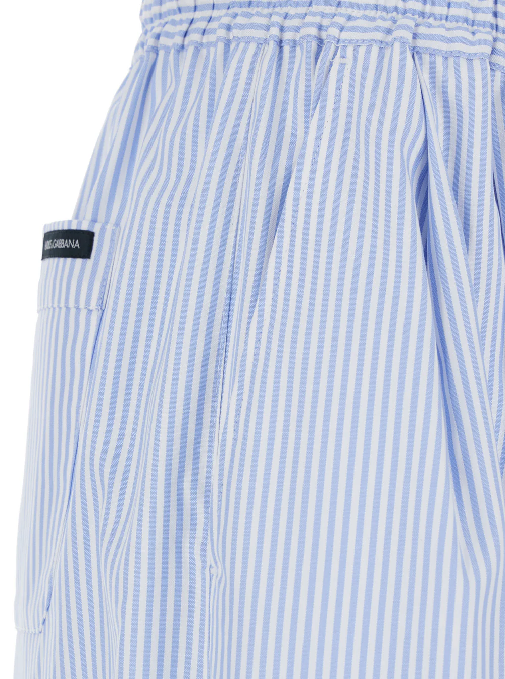 Dolce & Gabbana Blue Pants With Elastic Waist And Striped Motif Womens Fabric Light Trousers
