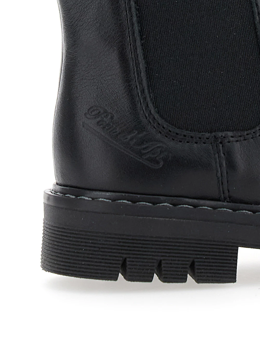 Pom D'Api Kids Black Ankle Boots with Side Logo in Nubuck Leather Girl Rubber