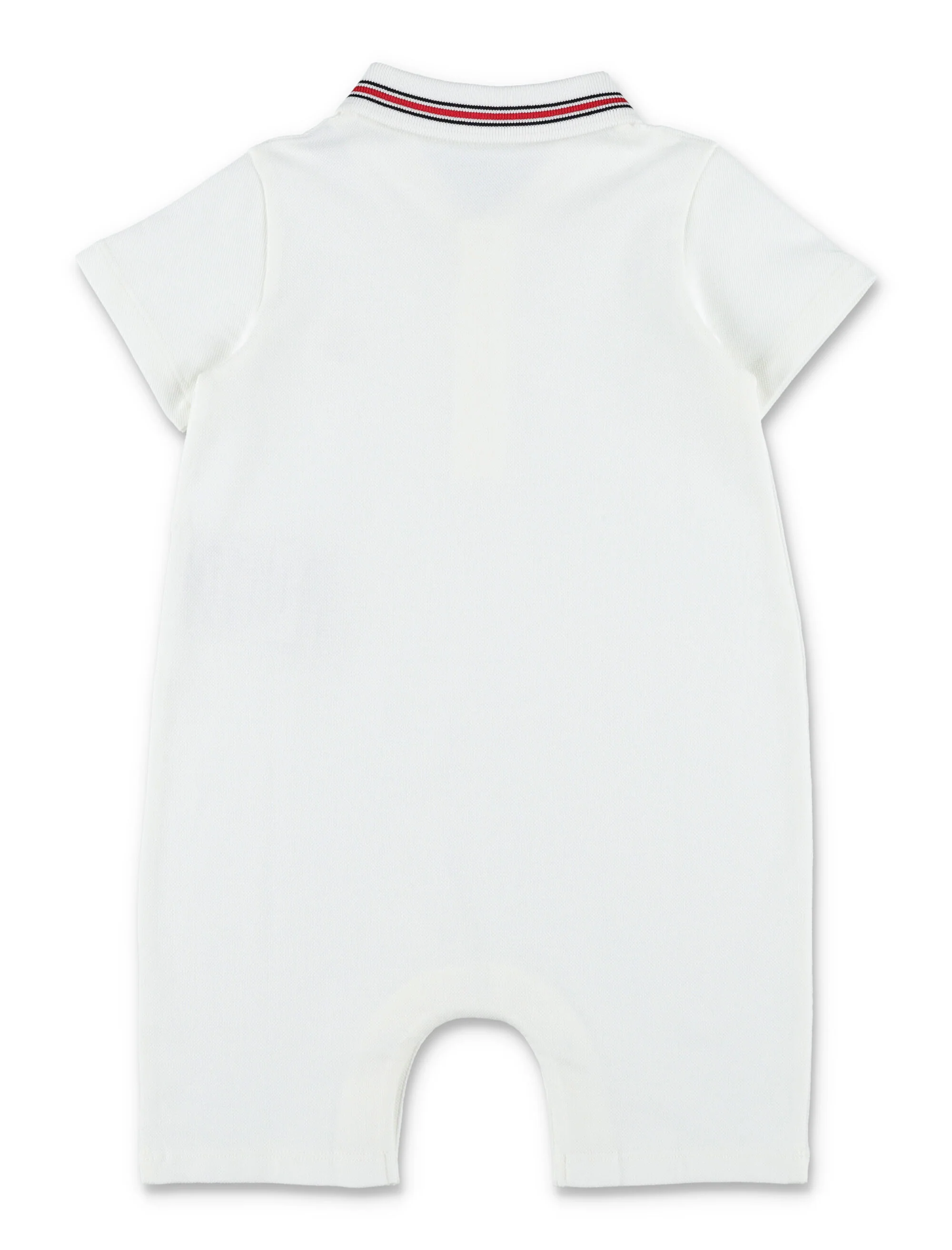 Moncler Baby Cotton Piqué Romper With Tricolour Trim White Elastane Jumpsuit