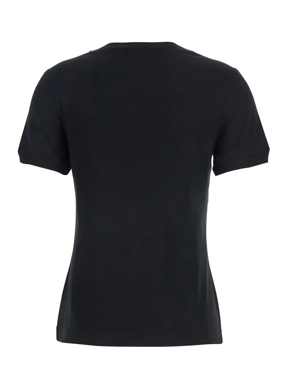 Dolce & Gabbana Black Crewneck T-Shirt with Maxi Logo Lettering on the Front in Cotton Woman Tshirts And Polo Shirts