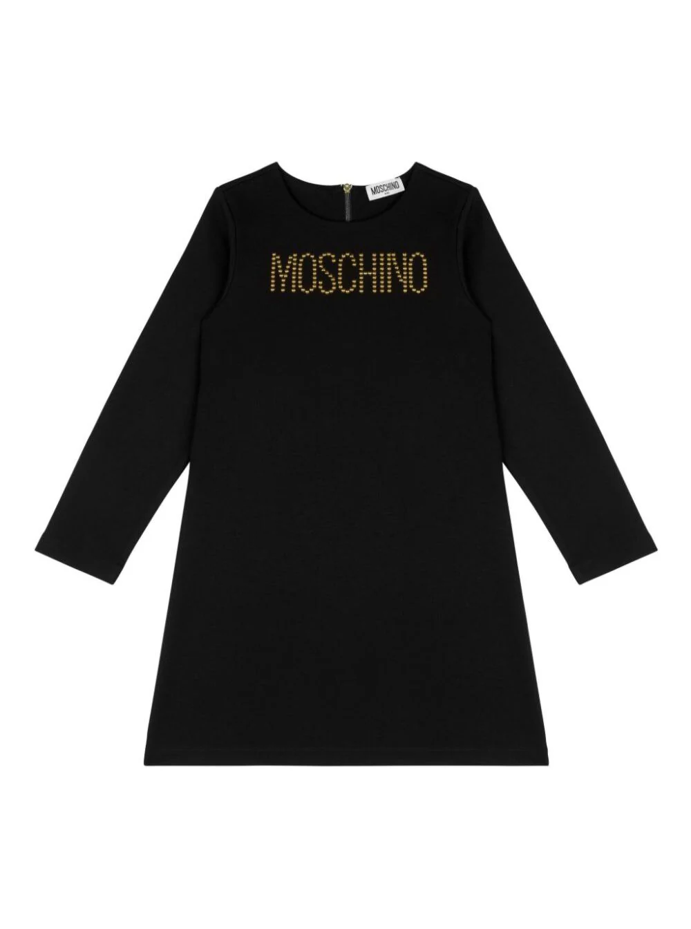 Moschino Kids Black Long Sleeve Dress With Logo Viscose Blend Girl Polyamide Elastane Moschino Kids Black Long Sleeve Dress With Logo Viscose Blend Girl Polyamide Elastane