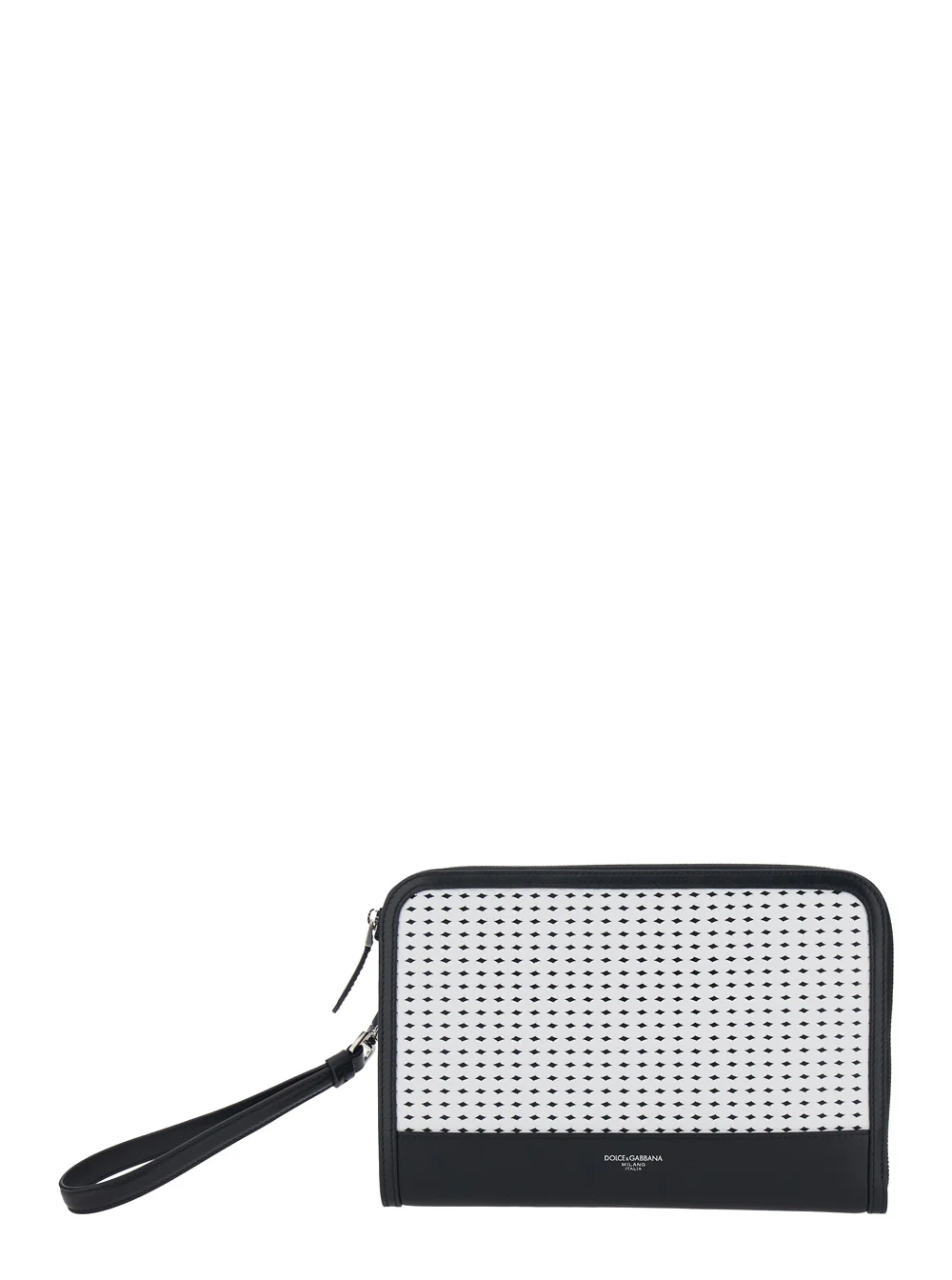 Dolce & Gabbana Black Clutch with Removable Wrist Strap and Intreccio on the Front In Leather for Men Calf Clutches Pochettes