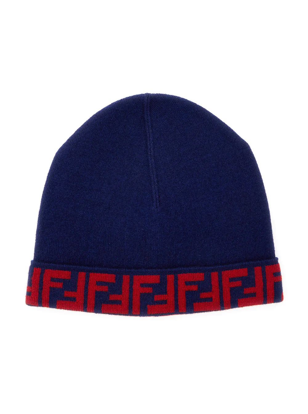 Fendi Kids Blue Beanie with FF Brim in Wool and Cashmere Woman Blu Polyamide Hats Gloves