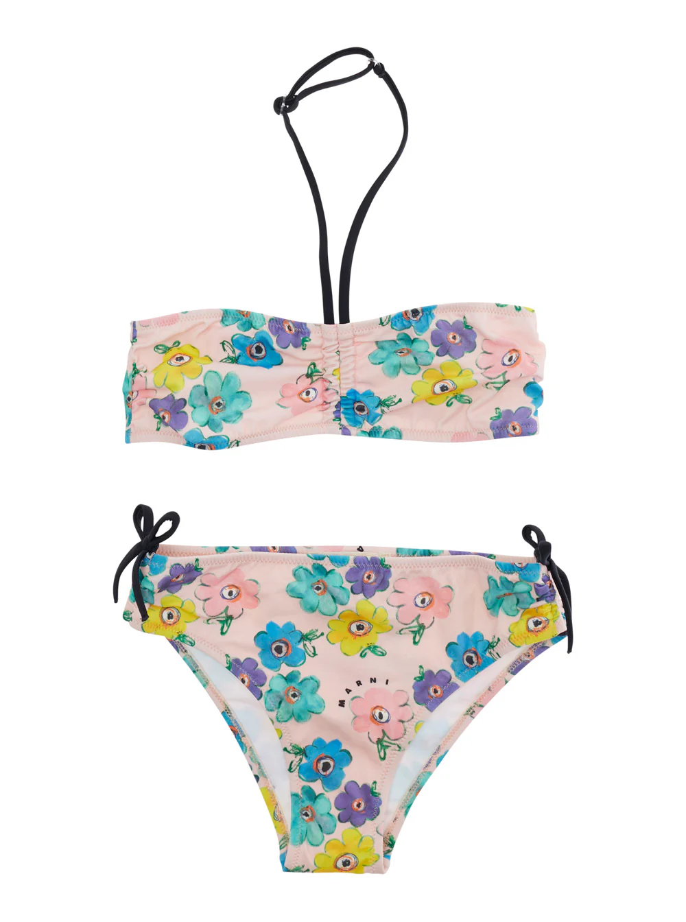 Marni Kids Bikini SWIMSUIT Pink with Colorful Details in Tech Fabric for Girls Polyester Elastane Beachwear