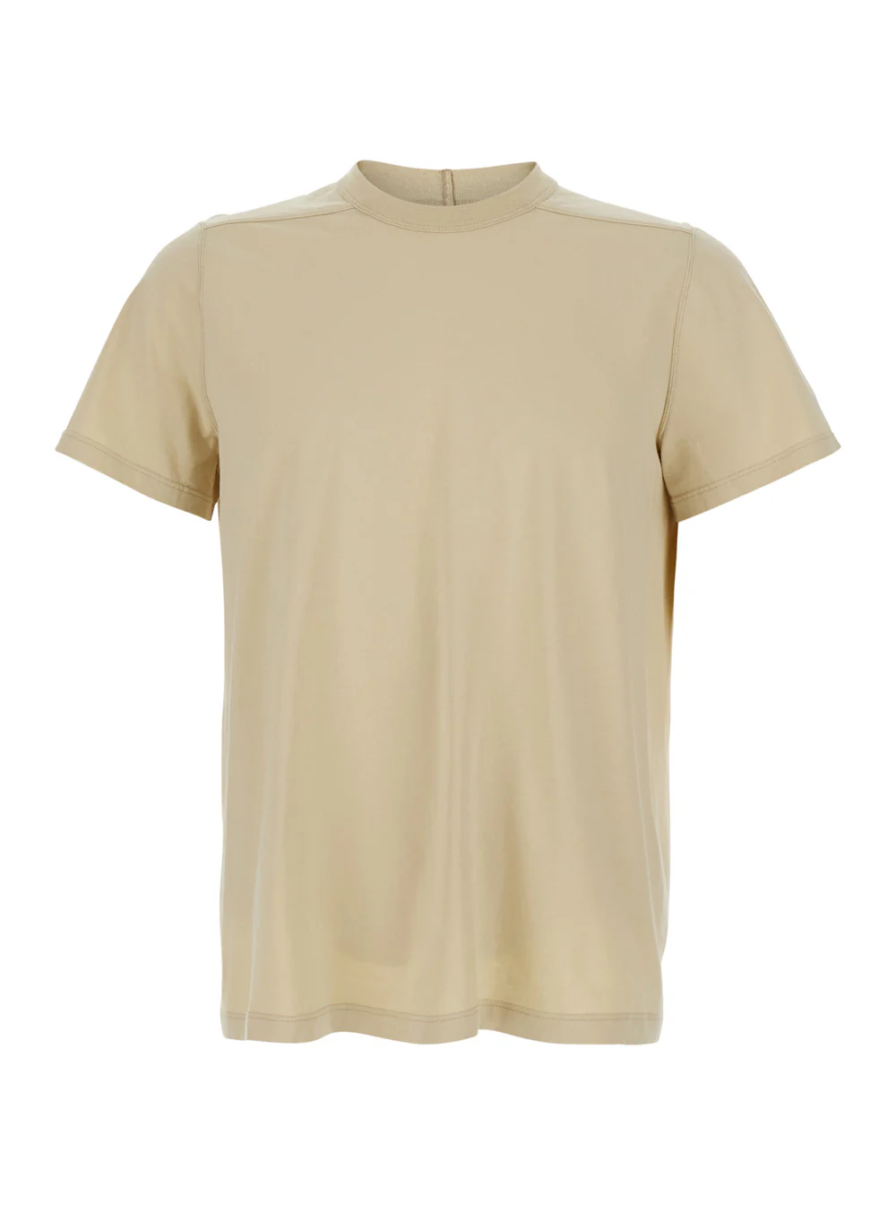Rick Owens Crew Neck T-Shirt with Tone-on-Tone Stitching in Beige Cotton for Men Tshirts And Polo Shirts
