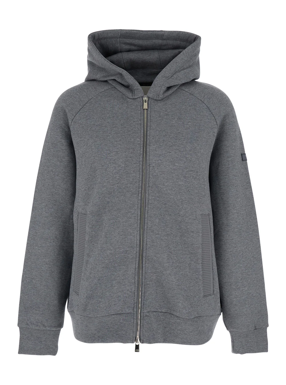 Tatras Baccaro Grey Sweatshirt with Hood and Logo Patch on the Sleeve in Cotton Man Sweatshirts