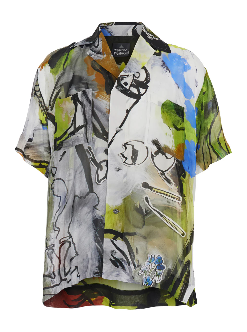 Vivienne Westwood multicolor Shirt with open collar and all-over graphic print in viscose man Blouses