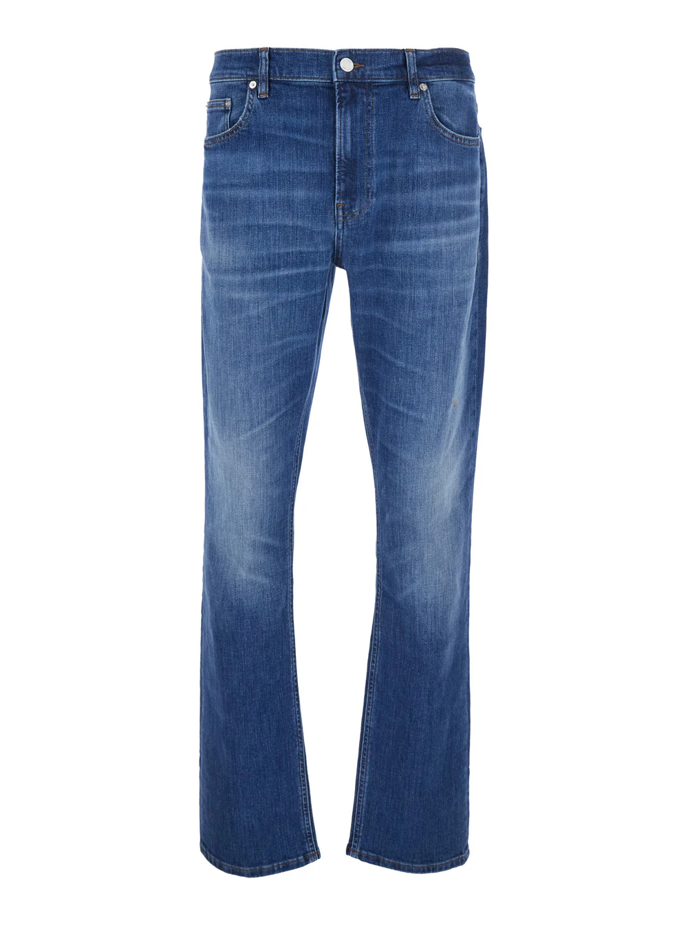 Frame Modern Straight Jeans With Pockets And Zip Closure Blue Men Blu