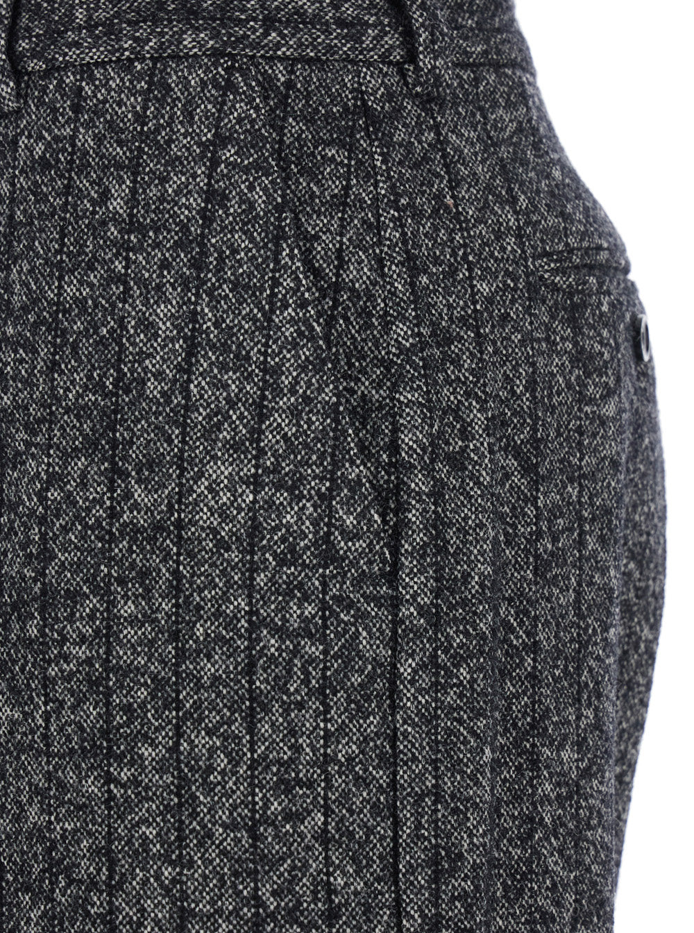 Dolce & Gabbana Grey Pants with Wide Leg and Pinstripe Motif in Wool Blend Stretch Woman Trousers