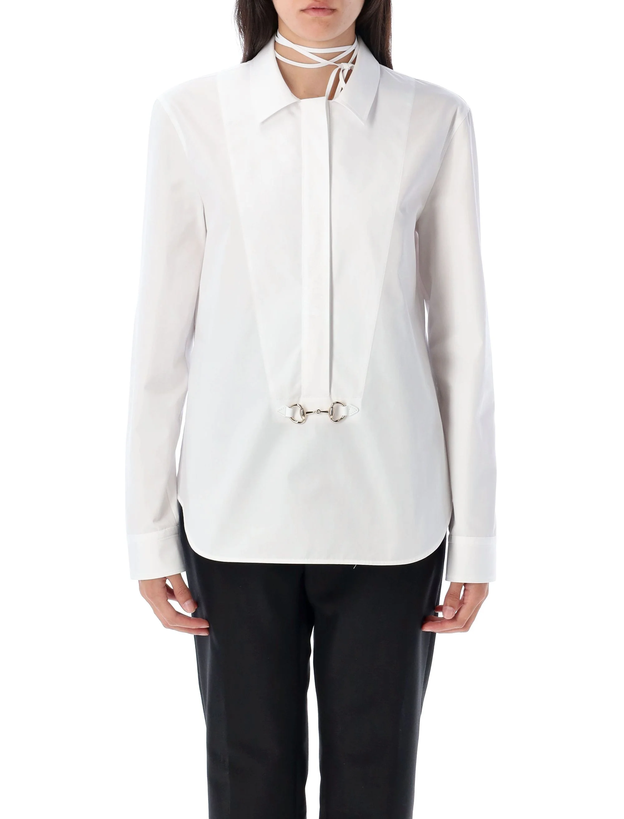 Gucci Cotton poplin shirt with Horsebit White