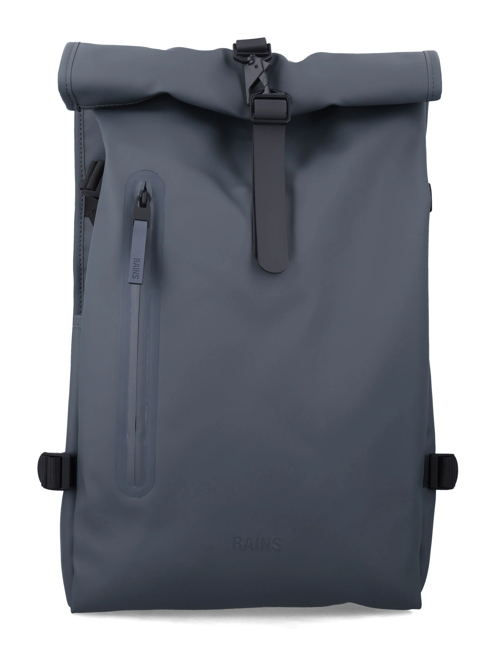 Rains Rolltop Large Waterproof Backpack with Laptop Pocket Dark Grey Polyester Coating