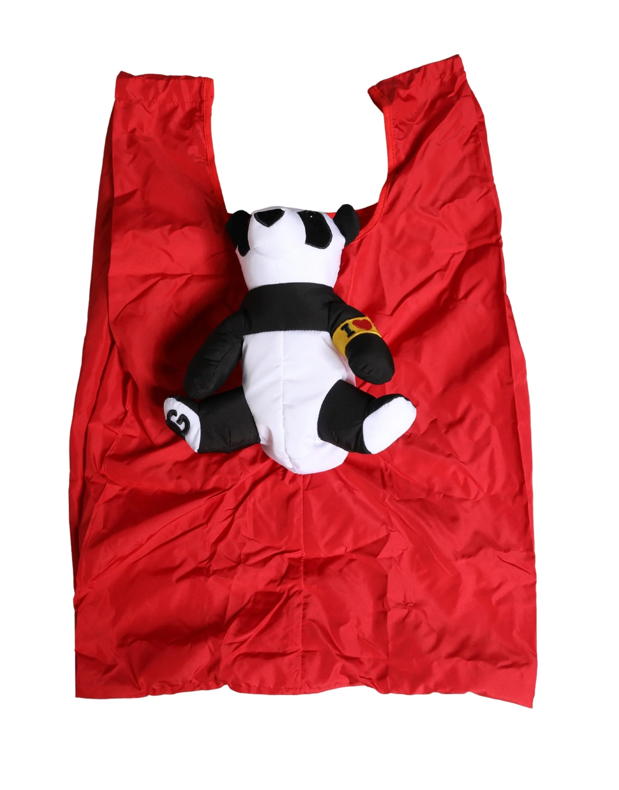 Dolce & Gabbana Men Red Polyester Panda Stuffed Ecobag Tote Borse Bag Accessory