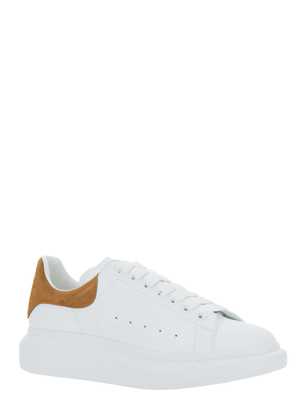 Alexander McQueen White Low Top Sneakers with Logo Lettering on Tongue and Heel in Leather Man Calf