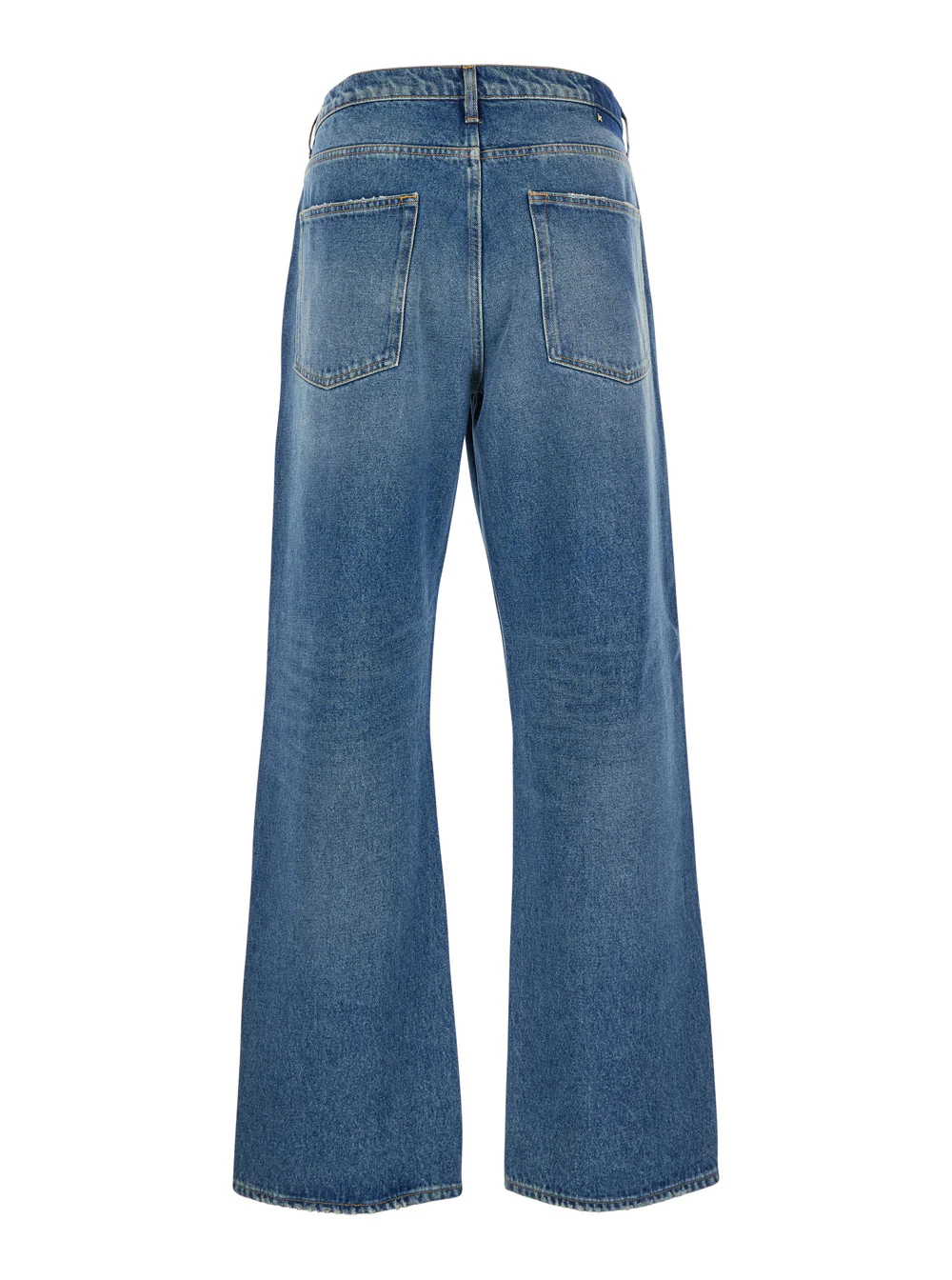 Golden Goose Blue Wide Leg Jeans with Bleach Effect in Denim Cotton for Men Blu