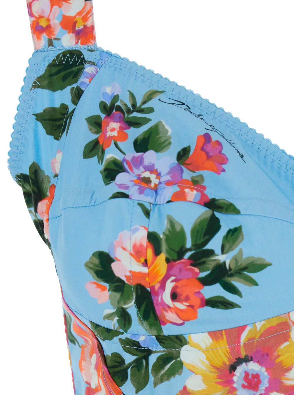 Dolce & Gabbana Blue Long Dress Printed Popeline Maxi With Cotton Print Motif Blu