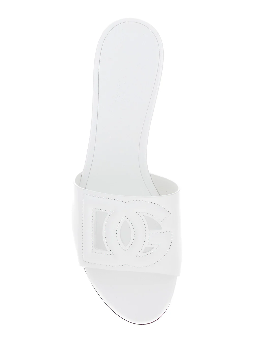 Dolce & Gabbana White Mules With Low Heel And Dg Millennials Detail Smooth Leather Woman Heels