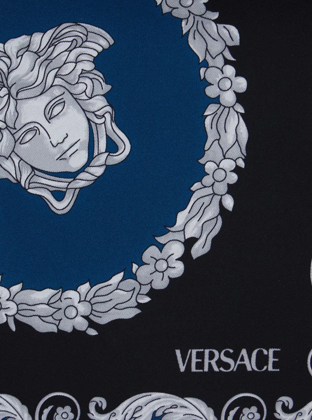 Versace Blue Scarf with All-Over Baroque motif In Silk for Men Blu Scarfs And Foulards