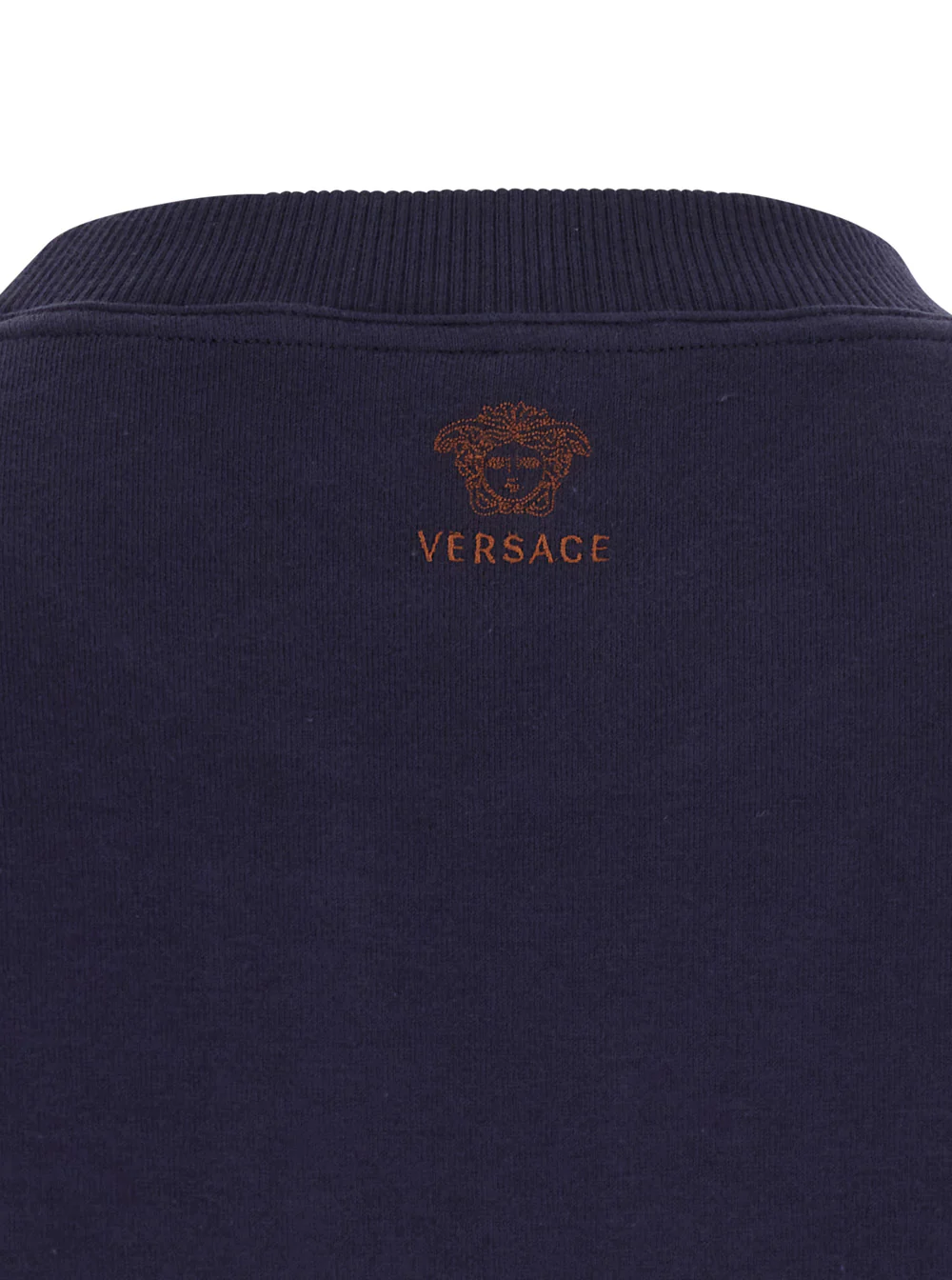Versace Blue Vintage T-Shirt With Round Neck And Front Logo For Men Blu Cotton Elastane Tshirts Polo Shirts