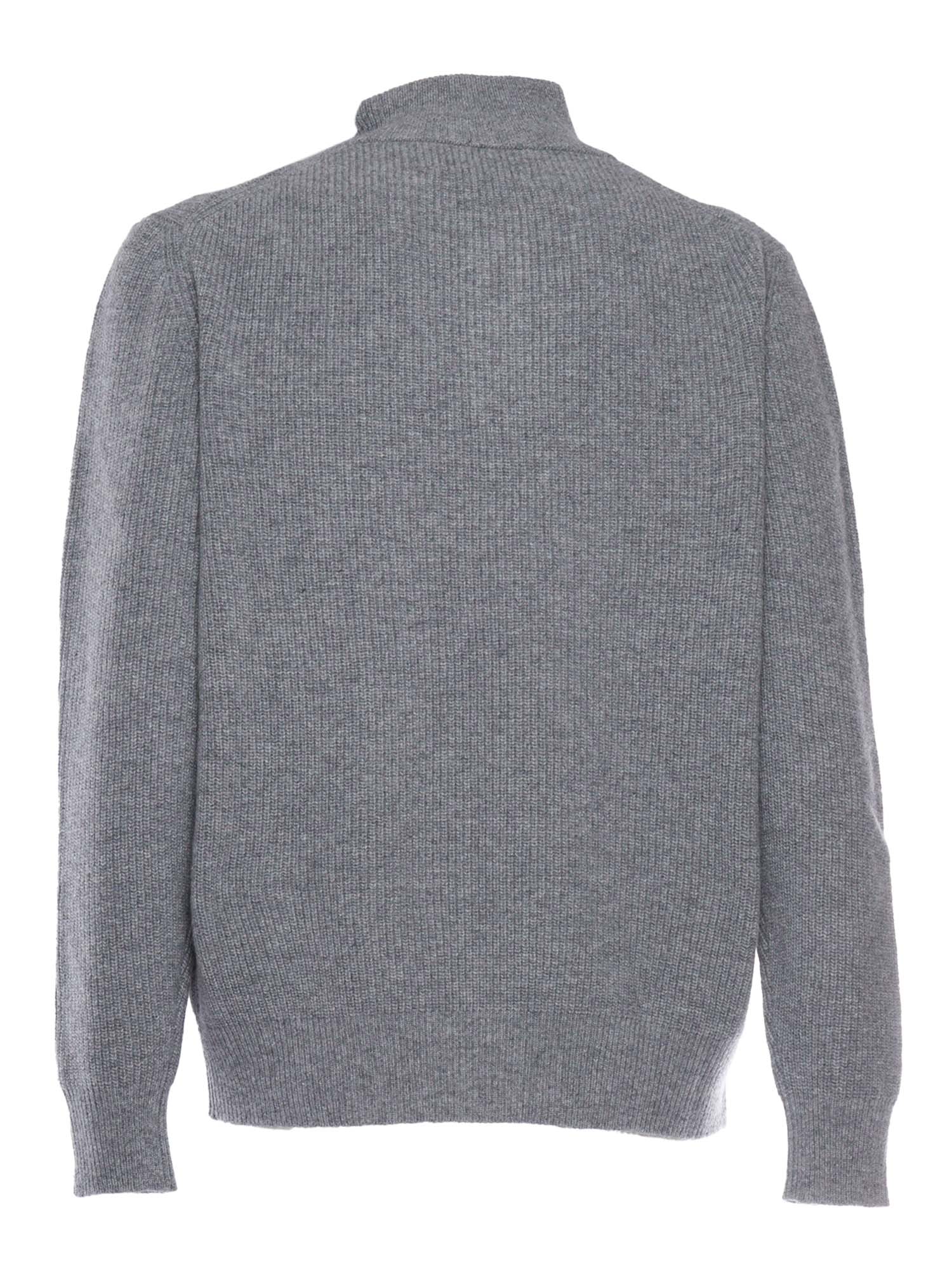 Ballantyne Half Zip Sweater Grey Wool Turtleneck