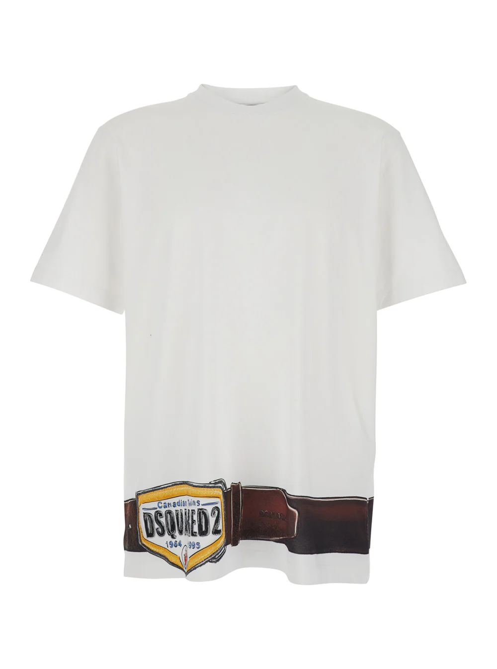 Dsquared2 White T-shirt with Raised Collar and Front Back Print in Cotton for Men Tshirts Polo Shirts