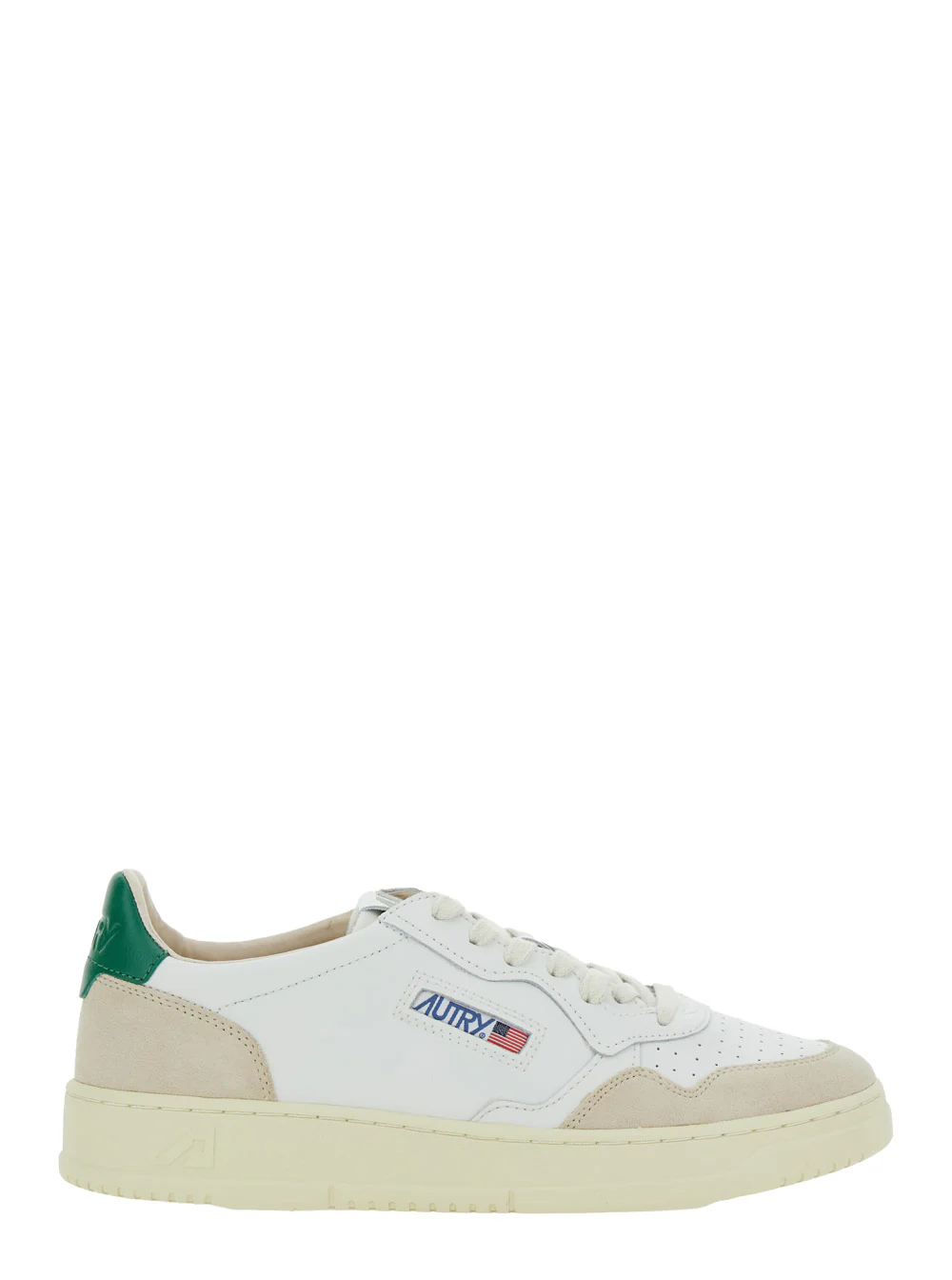 Autry Low Top Sneaker Medalist With Beige Suede Details White Leather Men Cow Nylon