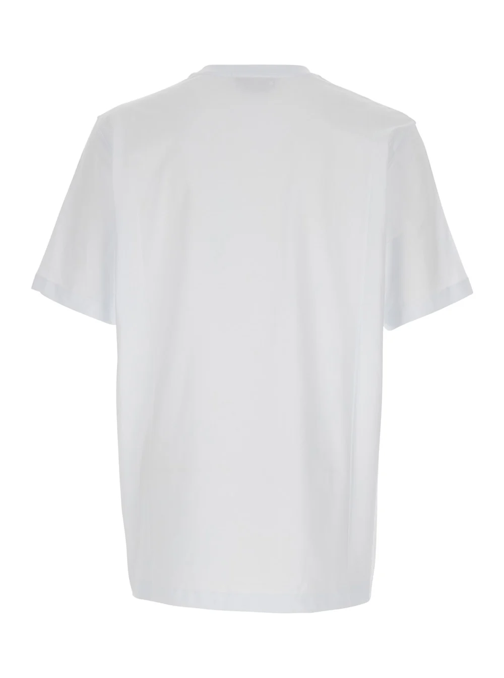 MSGM White T-Shirt with Lettering Logo on the Front in Cotton Man Tshirts And Polo Shirts
