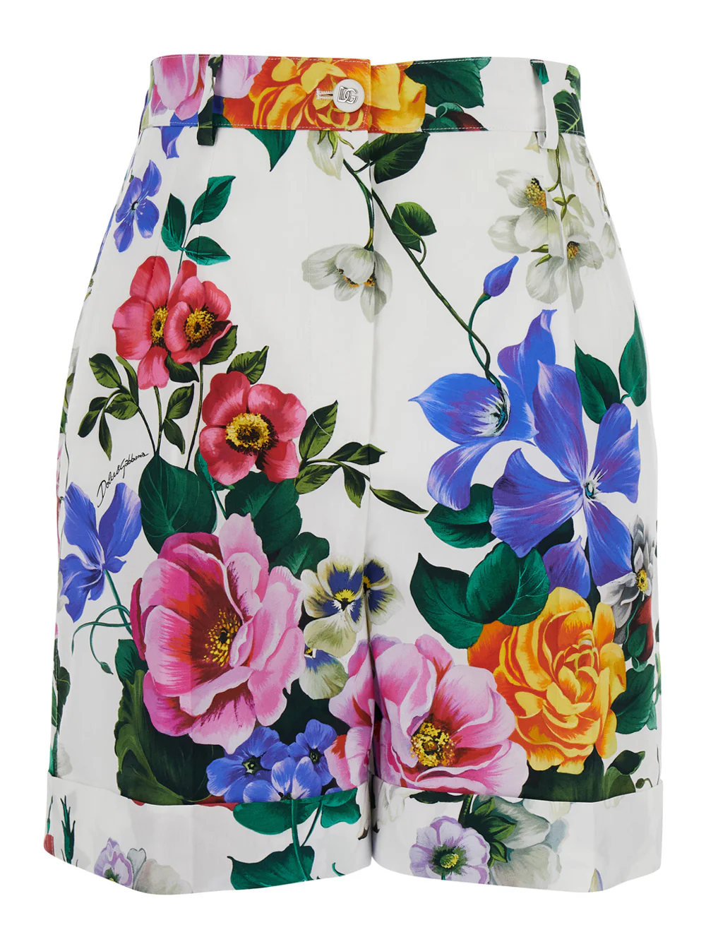 Dolce & Gabbana Multicolor Bermuda Shorts with All-Over Floral Pattern Print in Cotton Woman And