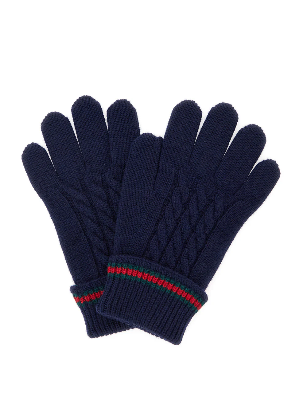 Gucci Kids Blue Gloves with Tricot Knitting and Web Detail in Wool Boy Blu Hats