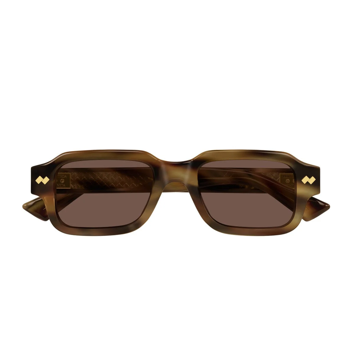 Bottega Veneta Bv1442s Linea Intrecciato Havana Acetato Riciclato Sunglasses