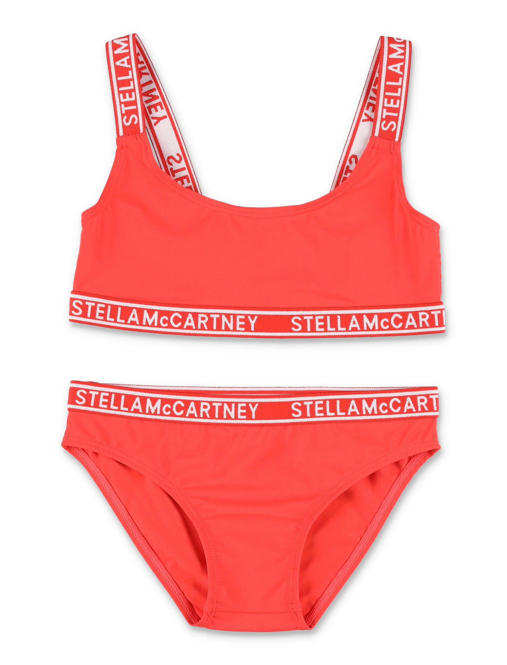 Stella Mccartney Kids Logo Bikini Set For Girls Red Polyamide