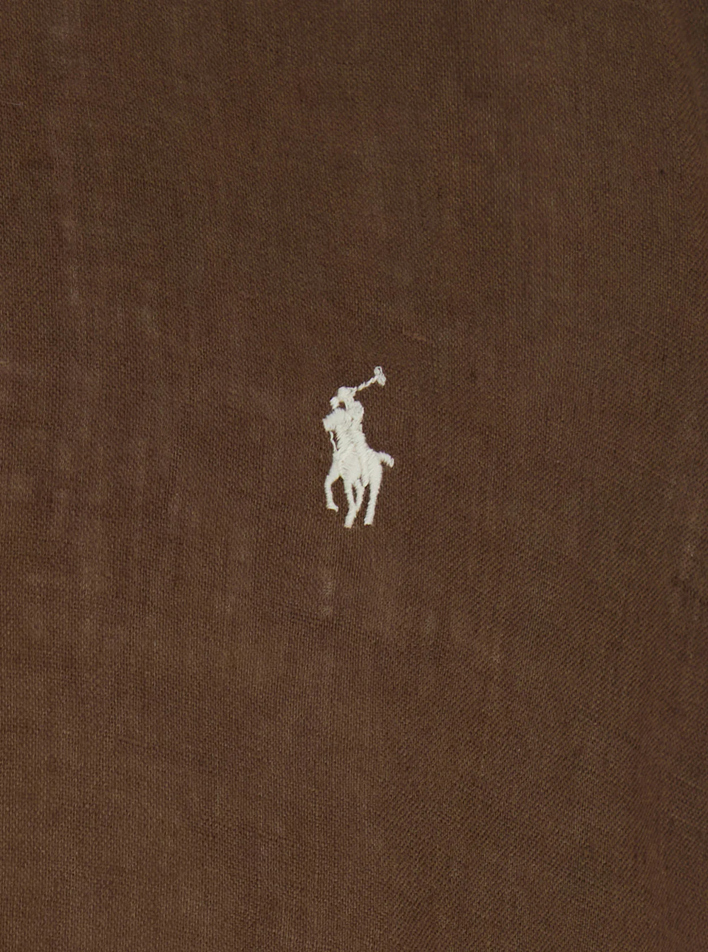 Polo Ralph Lauren Classic Fit Brown Shirt with Pointed Collar and Embroidered Pony Logo on the Front in Linen Man Blouses