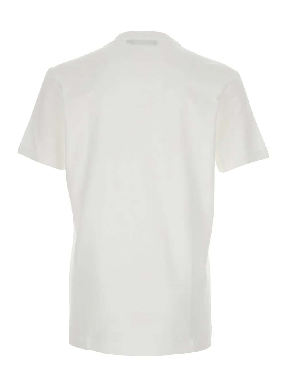 Dolce & Gabbana White Crew Neck T-Shirt with Signature Logo Print in Cotton for Men Tshirts And Polo Shirts