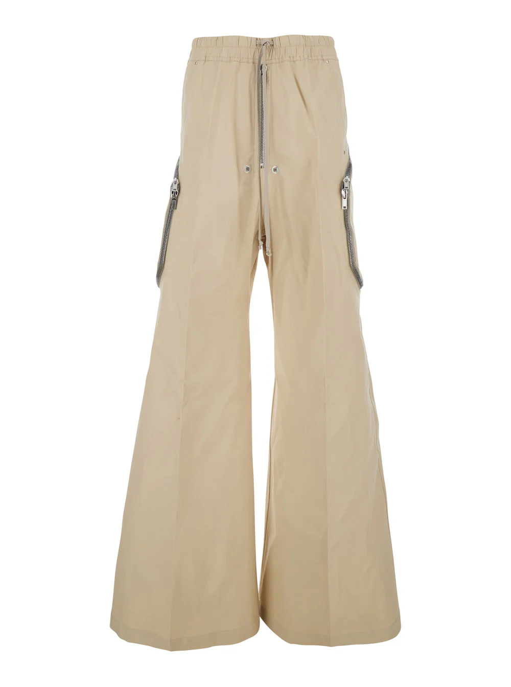 Rick Owens HEIZER BELAS-SAND PANTS - Beige with High Waist and Side Pockets Cotton Men Elastane Trousers