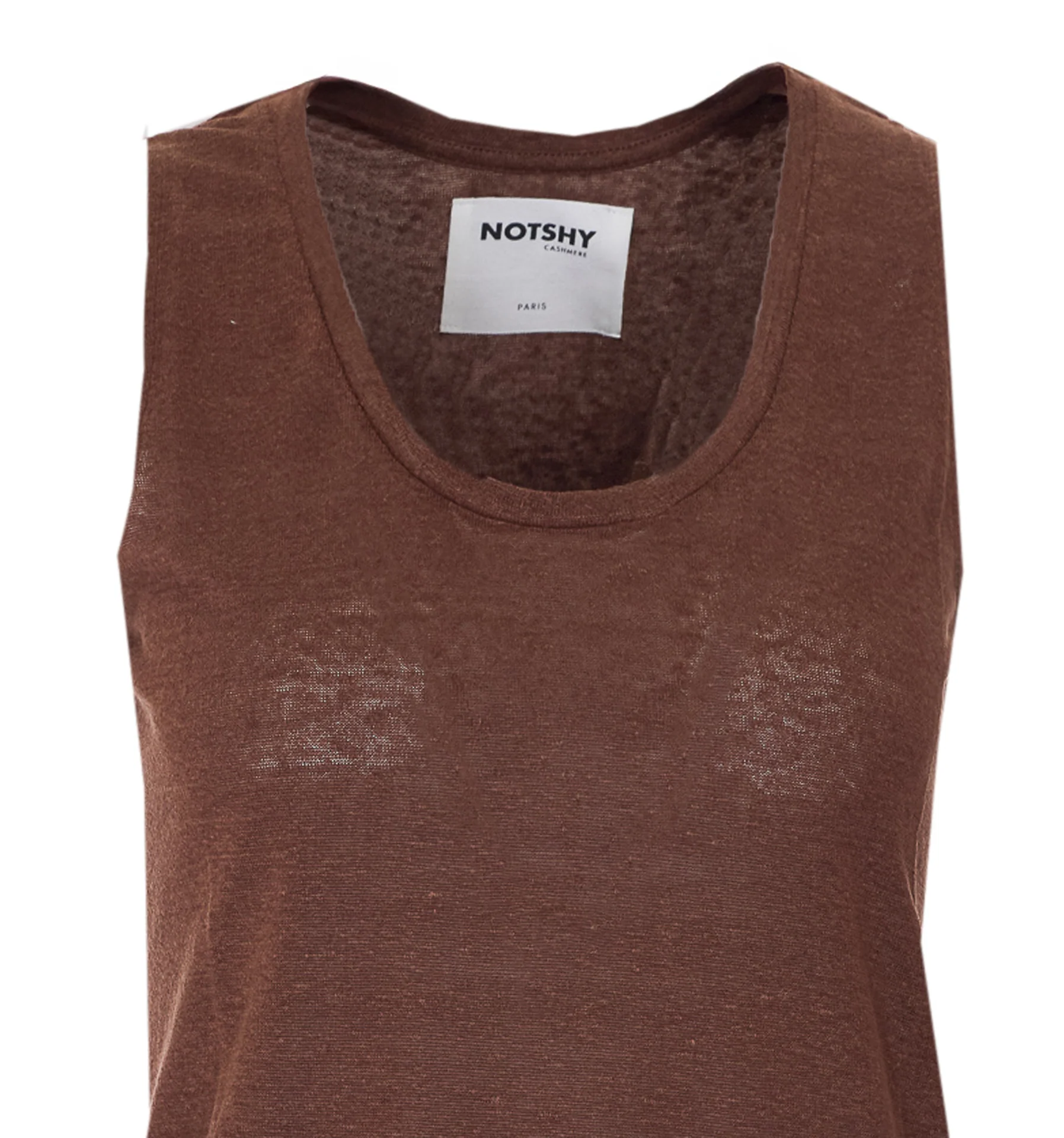 Not Shy Top Brown Linen