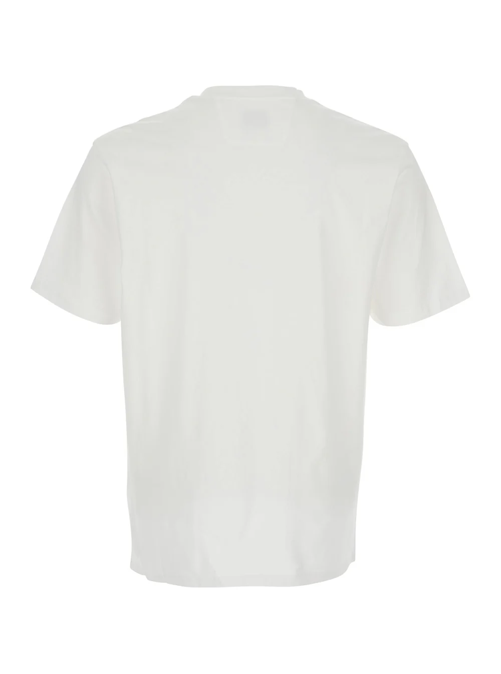 C.P. Company White Crew Neck T-Shirt with Logo on Front for Men Cotton Tshirts And Polo Shirts