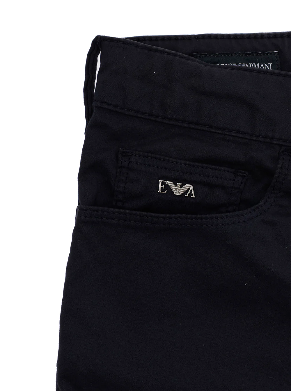 Emporio Armani Kids Black Five-Pocket Pants with Logo Patch on the Back in Cotton for Kids Trousers