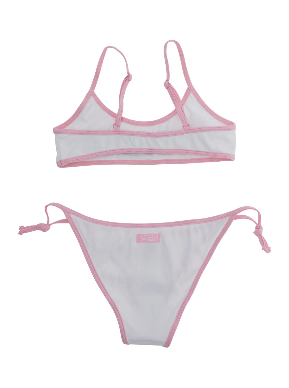 Mc2 Saint Barth Kids Jaiden String - Rib 01 Leopard Terrypatch Bikini With Details In Fabric Child White Beachwear