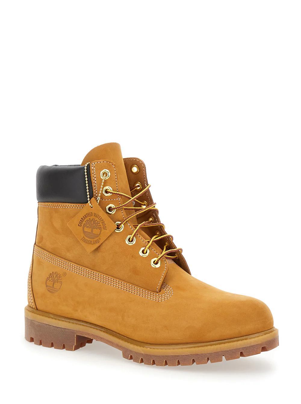 Timberland Beige Premium Lace-Up Ankle Boots With Logo Imprint On The Side Leather For Men