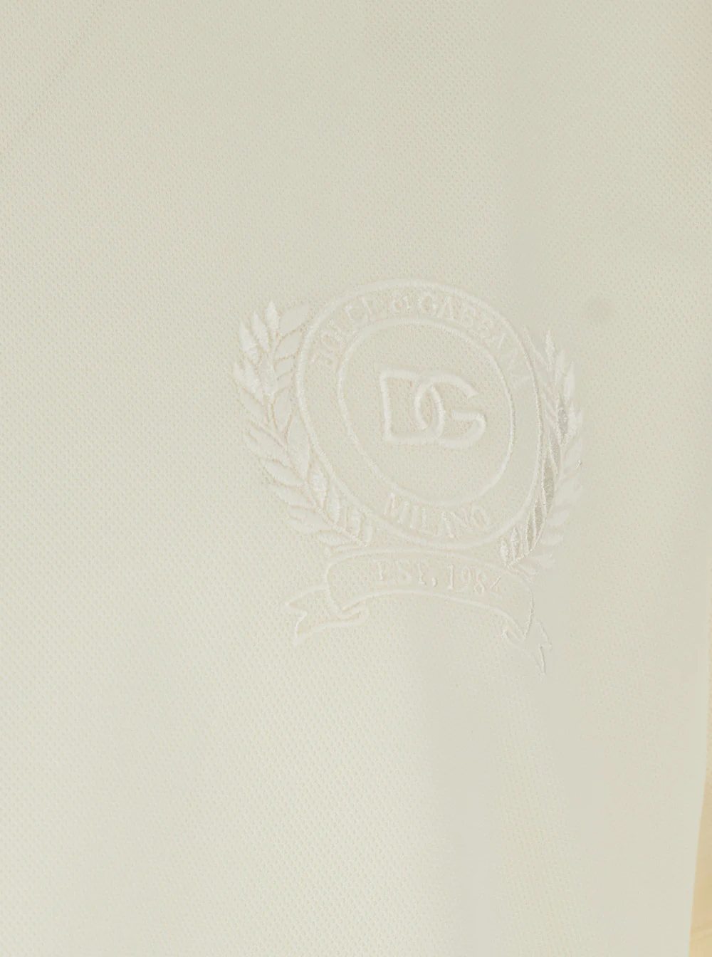 Dolce & Gabbana White Crew Neck T-shirt with logo on the front in Tech Fabric men Polyester Tshirts And Polo Shirts