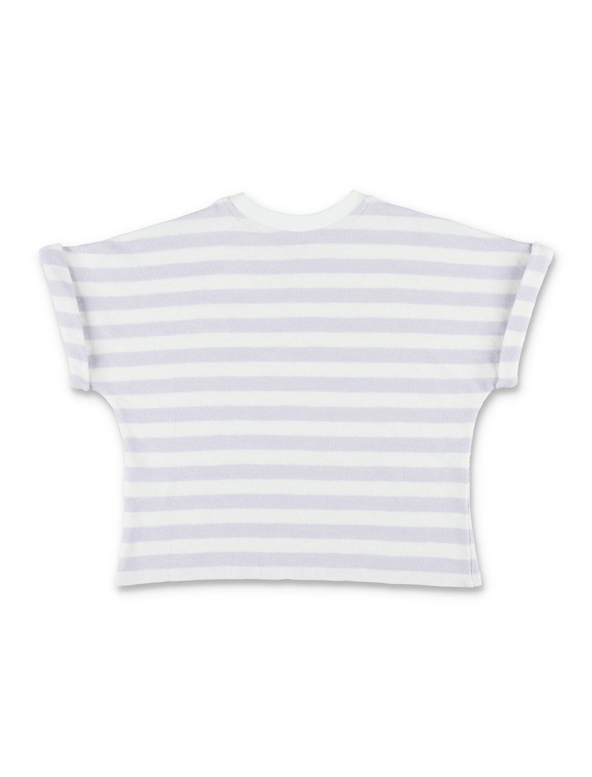 Bonpoint Farah Striped Knit Girls T-Shirt Lilac White Stripes Cotton