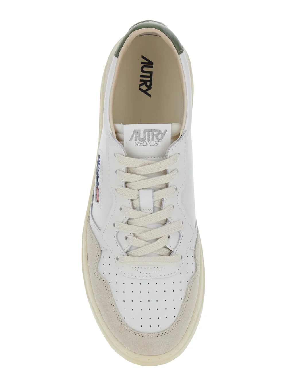 Autry White Sneaker Medalist Low With Bronze And Green Details. Leather. Women