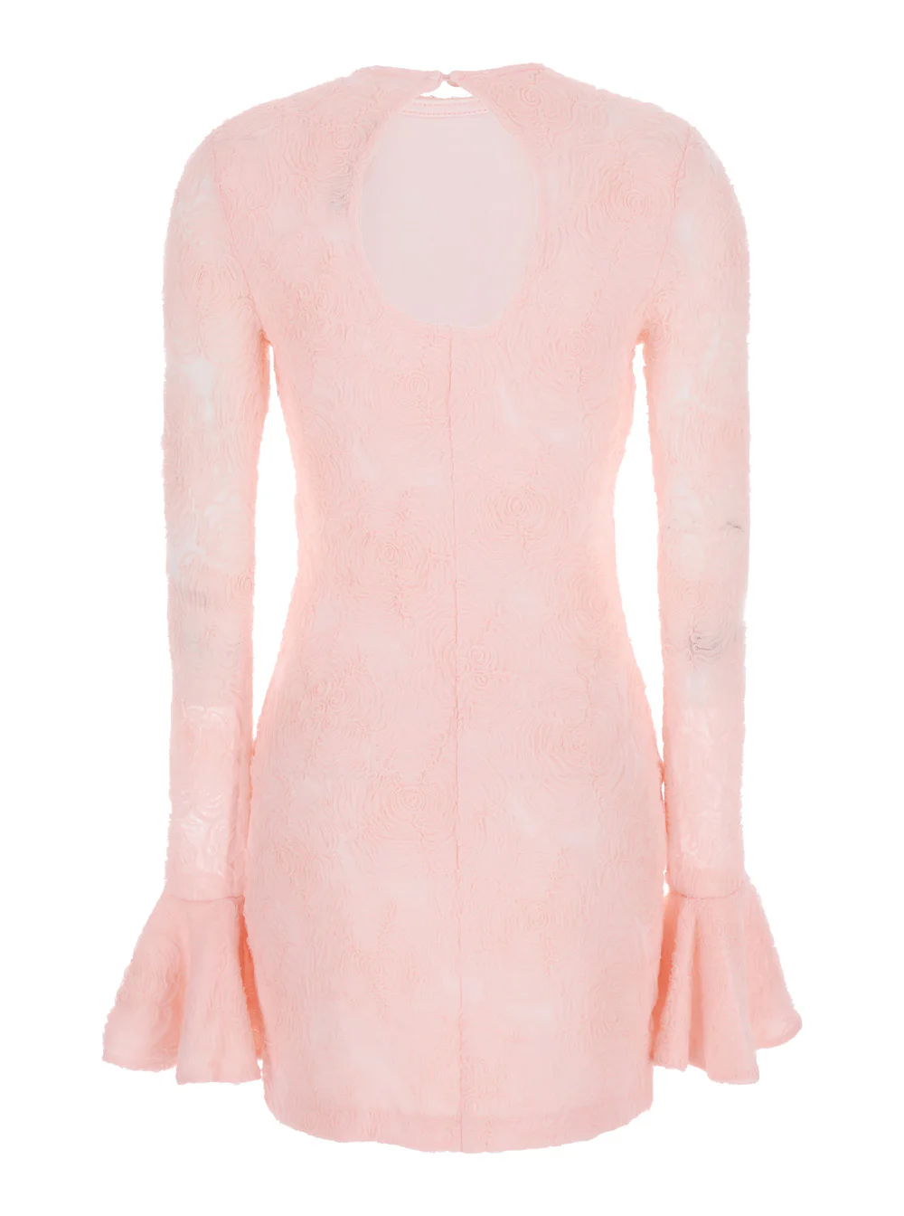 Rotate Dress With Drop Neckline On The Back And All-Over Embroidered Floral Motif Pink Fabric For Women