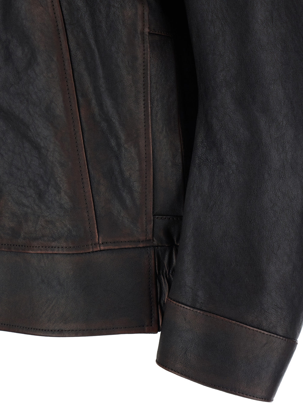 Golden Goose Brown Jacket with Classic Collar and Aged Effect in Leather for Men Ovine Outerwear
