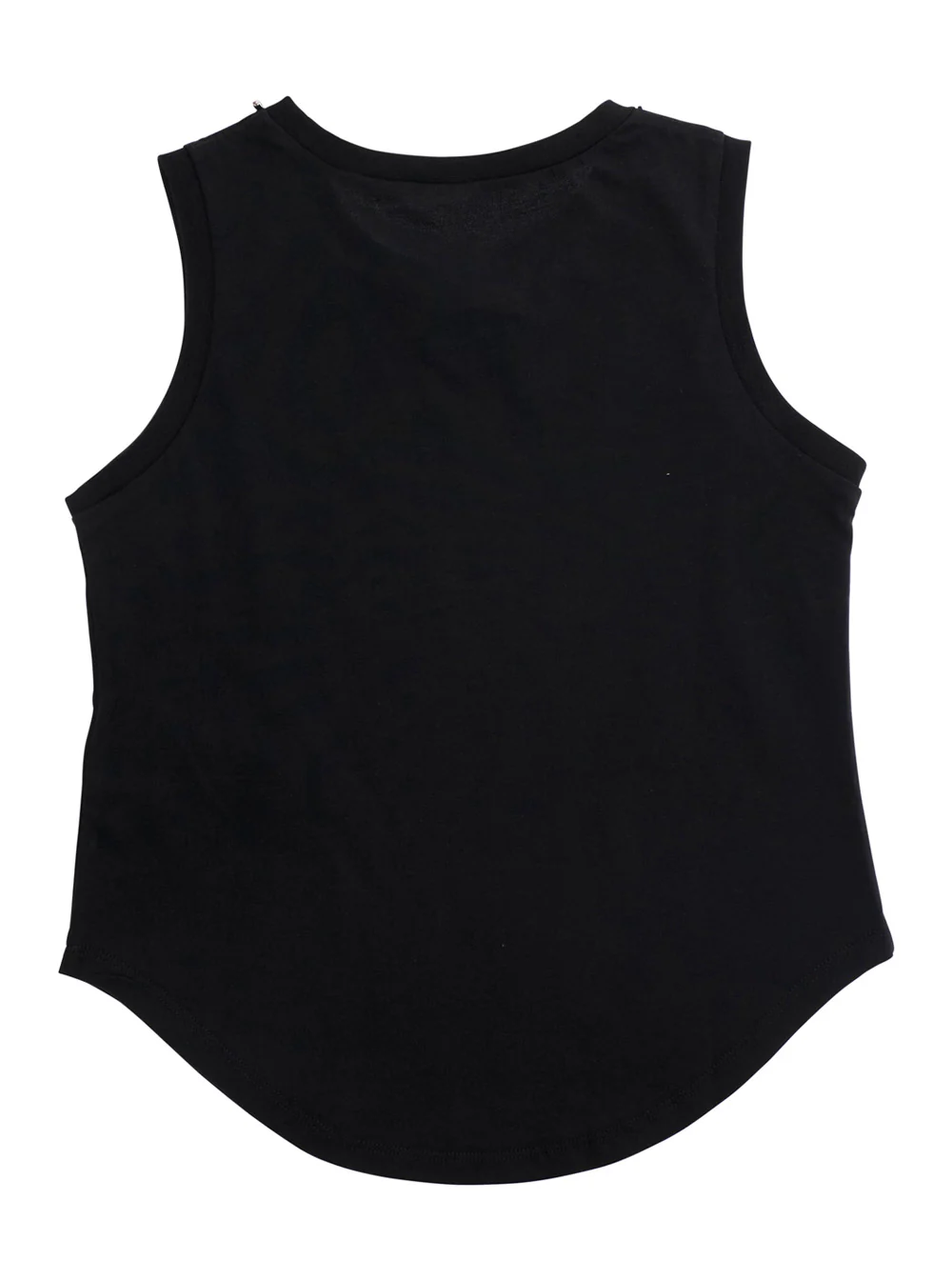 N°21 Kids Sleeveless Top with Logo Detail on the Front and Curved Hem in Black Cotton for Girls Tops