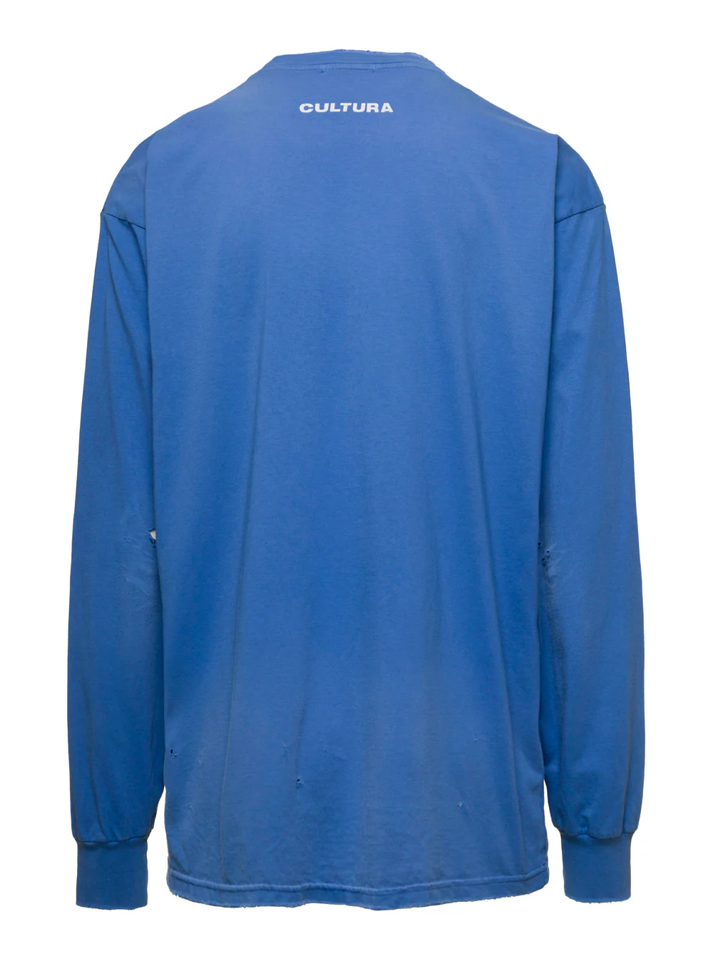 Cultura Blue Crewneck Sweatshirt with Contrasting CLTR Print in Jersey Man Blu Sweatshirts