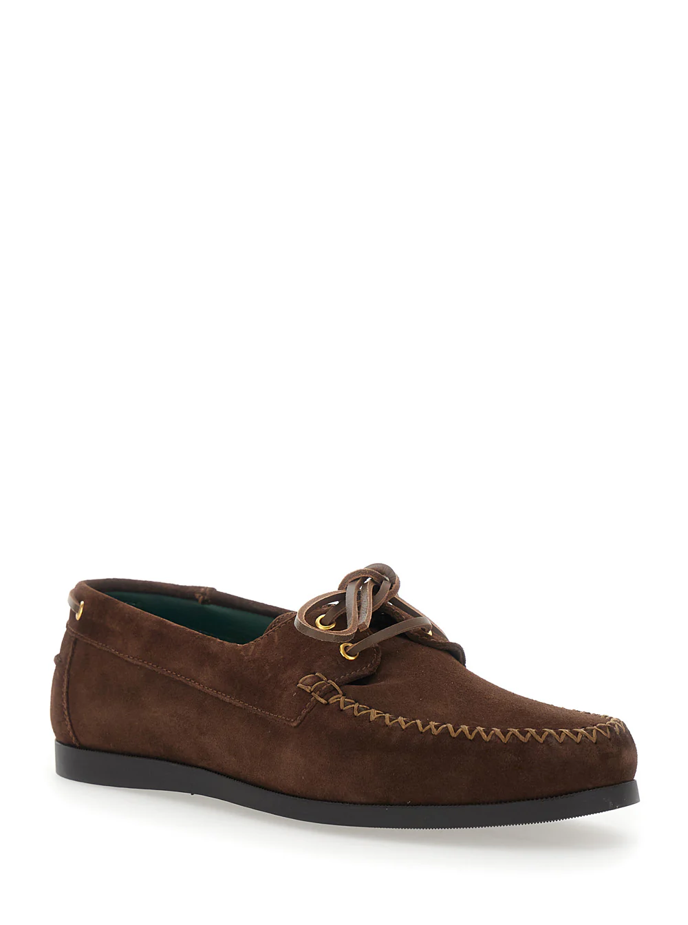 Vinny'S Brown Vinnys Loafers With Rounded Toe And Bow Laces Suede For Men