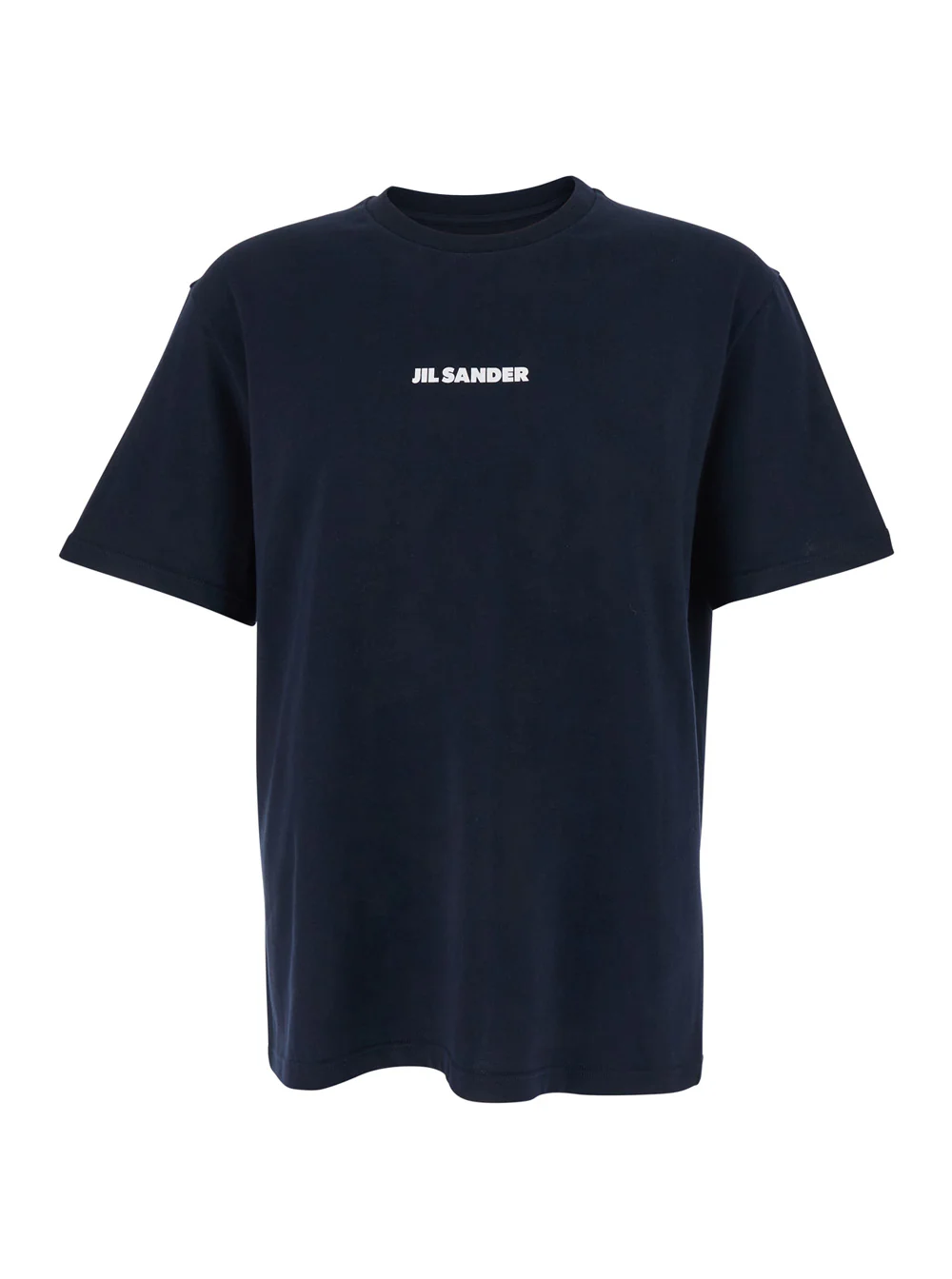 Jil Sander Blue T-Shirt with Logo Lettering on the Front for Men Blu Cotton Tshirts And Polo Shirts Jil Sander Blue T-Shirt with Logo Lettering on the Front for Men Blu Cotton Tshirts And Polo Shirts